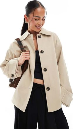 Only boxy short trench coat in beige-Neutral