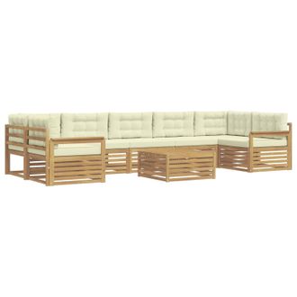 vidaXL Set Di Divani Da Esterno 8 Pz Bianco E Crema Vidaxl