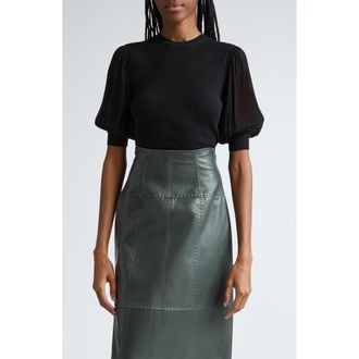 Ulla Johnson Kayla Mixed Media Wool & Silk Sweater in Noir at Nordstrom Rack, Size Medium