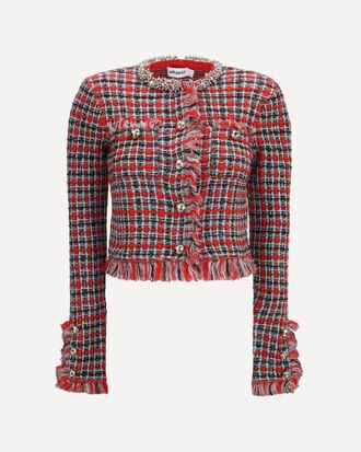 Self Portrait Cotton and wool blend boucl&eacute; Jacket Female S