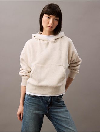 Calvin Klein Womens Archive Logo Fleece Hoodie - Grey - XS