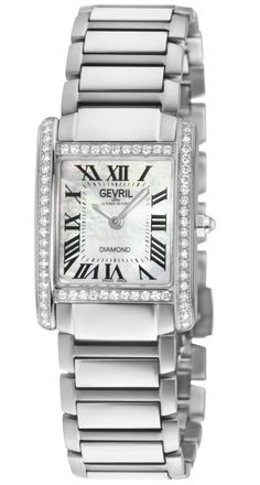 Gevril Group Womens Regina Swiss Diamond Watch, White MOP Dial, 316L SS Case, Stainless Steel Bracelet. - Silver - One Size