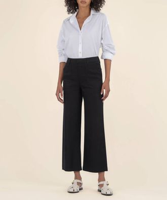 Kut from the Kloth Topaz Linen Wide Leg Pants In Black
