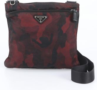 Prada Black Red Color Messenger Bag Shoulder Bag (Pre-Owned)