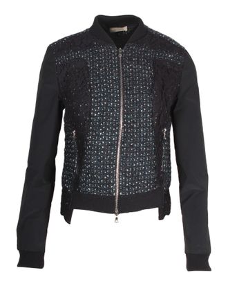 Nina Ricci Boucl&eacute; Zipped Jacket in Black Mohair