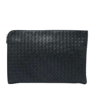 Bottega Veneta Pre-owned Woven Leather Clutch - Dames - Pre-owned - Zwart - Maat: ONE Size Leer