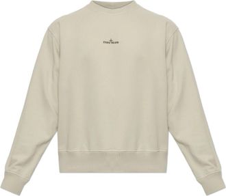 Stone Island Sweatshirt met logo - Heren - Sweatshirts - Beige - 2XL - Katoen - Hoodies & sweatvesten