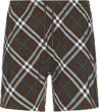Burberry Check Nylon Swim Shorts, Size Medium