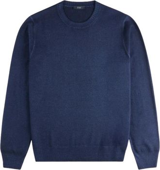 Fay Rondgebreide trui - Heren - Ronde hals truien - Blauw - XL - Truien & Vesten