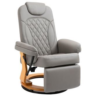 HOMCOM Recliner Leisure Armchair with Wood Base Footrest for Home Office | TJ Hughes