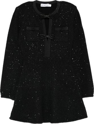 Self Portrait Black Sequin Knit Mini Dress