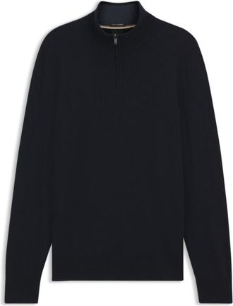 BOSS Zipper-neck sweater in virgin wool with cashmere