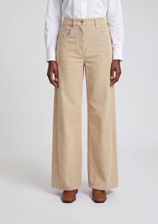 Brunello Cucinelli Pantaloni wide leg a vita alta in velluto a coste