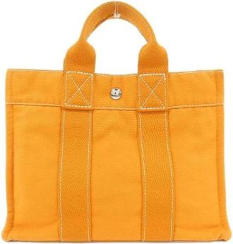 Herm&egrave;s Pre-owned Deauville PM Canvas Tote Bag - unisex - Vintage Handtas - Oranje - ONE Size - Vintage