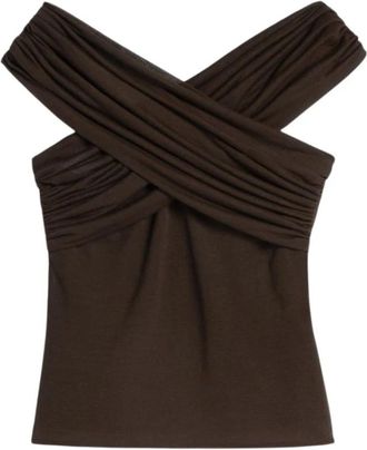 Ami Gevlokte Top - Dames - Tops zonder mouwen - Bruin - 3XS - Tops