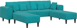 vidaXL Vidaxl - Velvet Sofa with Cushion 3 pcs Turquoise 208 cm Velvet