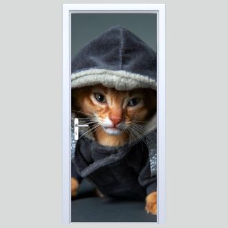 OEM Pegatina De Tela Para Puerta Con Dise&ntilde;o De Gatito Con Capucha 230pd