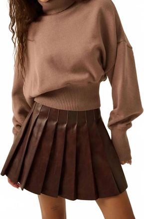 Promesa Faux Leather Pleated Mini Skirt In Burgundy