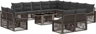 vidaXL Conjunto De Sof&aacute;s De Jard&iacute;n 14 Uds. Gris Y Gris Oscuro Vidaxl