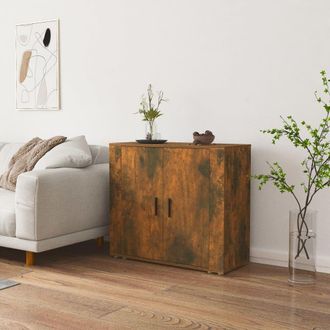 vidaXL Aparador Madera Contrachapada Color Roble Ahumado 80x33x70 Cm Vidaxl