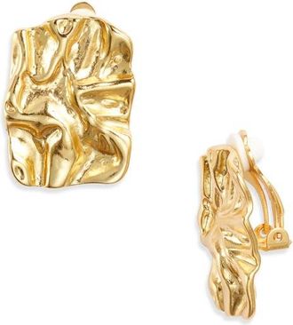 Karine Sultan Crumpled Foil Clip-On Earrings in Gold at Nordstrom