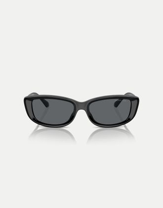 Michael Kors Asheville occhiali da sole rettangolari neri con lenti grigie-Nero