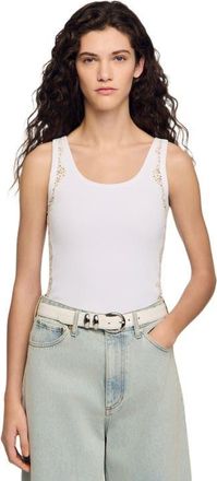 Sandro Vest top with lace detail in White at Nordstrom, Size X-Large