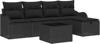 vidaXL Conjunto De Sof&aacute; De Jard&iacute;n 6 Pcs Negro 231 X 117 X 85 Cm Vidaxl
