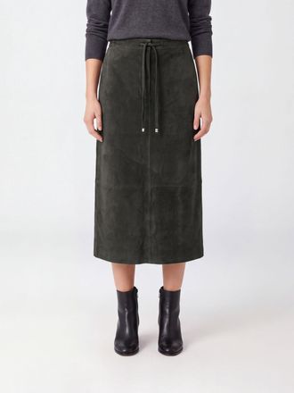 Max Mara S Max Mara Suede Pencil Midi Skirt with Drawstring Waist