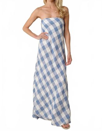 Olivaceous Erin Strapless Dress In Dusty Blue
