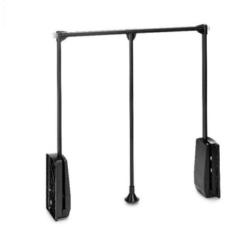 Emuca Colgador Abatible Para Armario Hang, Ancho Regulable 830-1150mm, Acero Y Pl&aacute;stico, Pintado Negro - Emuca