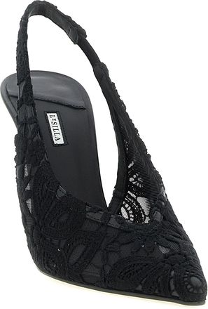 Le Silla Womens Chantilly Slingback Pump Black Cotton Polyamide With