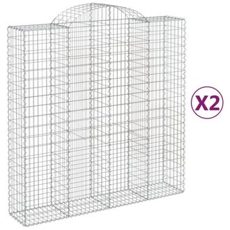 Berkfield Home Arched Gabion Baskets 2 pcs 200x50x200/220 cm Galvanised Iron in Silver