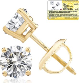 MAX + STONE 14k Yellow/White Gold 1/4-2 Carat IGI Certified Lab Grown Diamond Stud Earrings