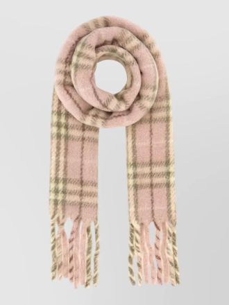 Burberry alpaca blend scarf plaid pattern fringed