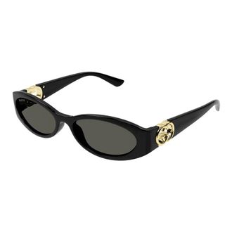 Gucci Sunglasses, female, Black, Size: 54 MM Oval Frame Sunglasses