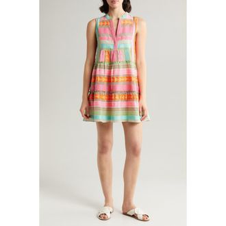 Elan Babydoll Cover-Up Minidress in Neon Multi at Nordstrom, Size Large