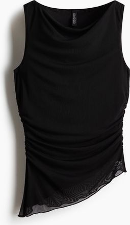H&M Drapiertes Tanktop aus Mesh - Schwarz