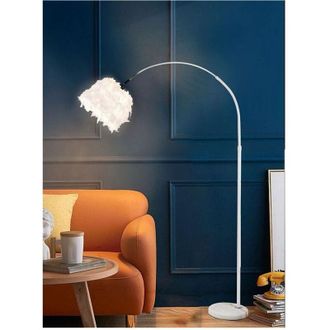Trade Shop Trade Shop Traesio - Trade Shop - Lampada Da Terra In Metallo Piuma Attacco E27 Max.60w 185x110 Cm Bianco Rosa D26 - Blanco