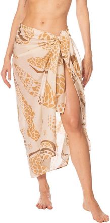 Kibys Shell Tides Loretta Shell Print Cotton Pareo Sarong in Beige Shell Print at Nordstrom