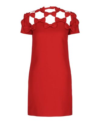 Valentino Caged Bow Crepe Shift Dress
