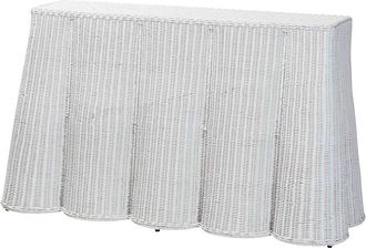 Baxton Studio Palm Bohemian Scallop Rattan Console Table