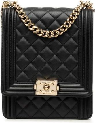 Chanel Pre-owned North South Boy Flap - Dames - Vintage Schoudertas - Zwart - ONE Size - Leer - Vintage