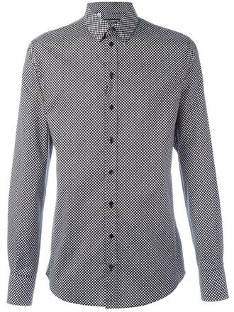 Dolce & Gabbana dot print shirt - men - Cotton/Spandex/Elastane - 42 - Black