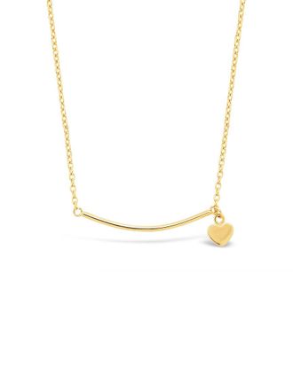 Sterling Forever 14K Over Silver Polished Bar & Heart Necklace