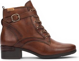 Pikolinos Pikolinos Womens Brown Leather Lace-Up Mid-Heel Ankle Boots - Malaga