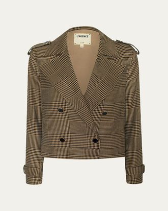 L'agence Xoey Houndstooth Cropped Trench Coat