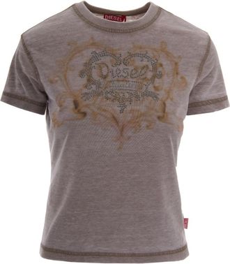 Diesel Brown Graphic Crew Neck T-Shirt