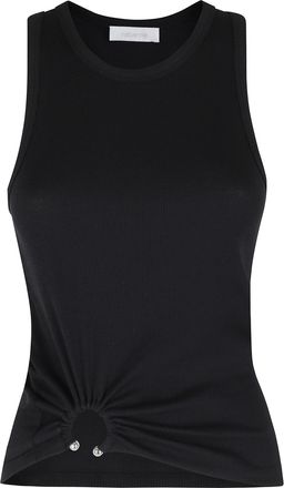 Paco Rabanne Black Signature Piercing Sleeveless Cotton Tank Top