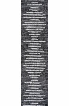 Jonathan Y Designs Zolak Berber Stripe Geometric Indoor/Outdoor Area Rug in Black/ivory at Nordstrom, Size 5Ft 0In X 8Ft 0In